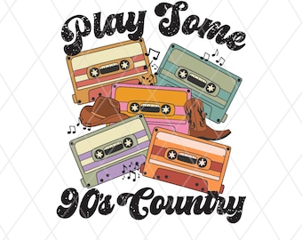 90s Country PNG, Retro Cassette Tape Music Sublimation Design