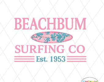 Beachbum Surfing Co. PNG: Girly Surf Ocean Vacay Sublimation Design