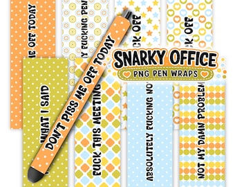 Snarky Sarcastic Office Curses PNG Pen Wrap Bundle, Funny Work Humor Sublimation Designs