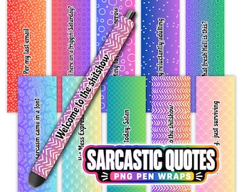 Sarcastic Quotes PNG Pen Wrap Bundle, Funny Adult Humor Design