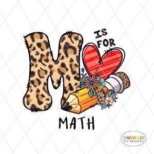 Leopard Print Math Teacher PNG: Back To School Sublimation Graphic Design