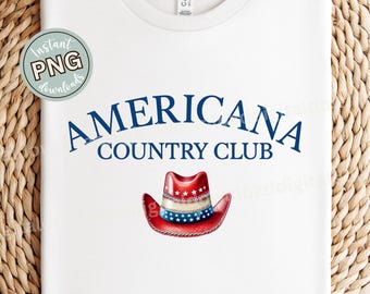 Americana Country Club PNG File, Patriotic Western Sublimation Design