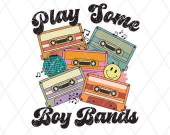 Reproduce algunas boy bands PNG, diseño de sublimación de música de cinta de casete retro