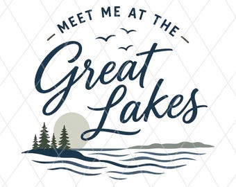 Meet Me at the Great Lakes PNG, Coastal Lake Michigan Beach Life Graphic