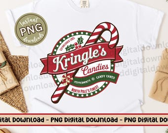 Candy Cane Christmas PNG: Kringle Candies Vintage Sign (Digital Download)
