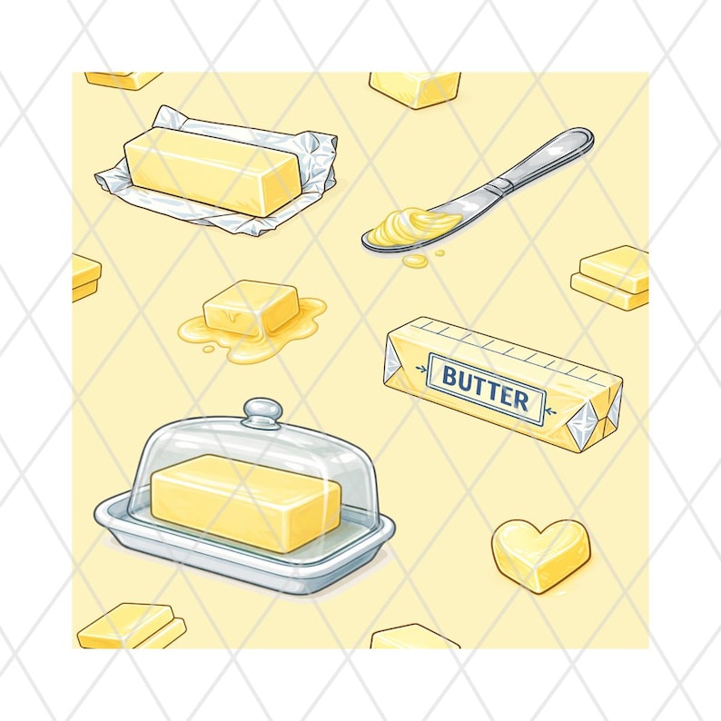 Butter Background Pattern Butter Sticks Seamless Pattern PNG: Butter Lover Repeating Print ...