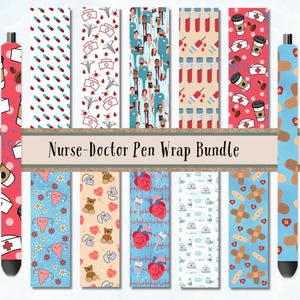 Nursing Funny Pen Wrap Png Bundle, Doctors ER Medical Ink Joy Epoxy Pen Wrap Sublimation for Nurses with Phrases, Waterslide Pen Wrap Set