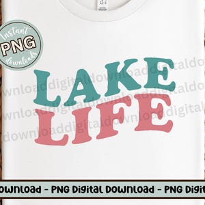Lake Life PNG, Retro Pink and Teal Sublimation Design, Summer Lake House Aesthetic Digital Download for Shirts Tumblers Mugs Crafts