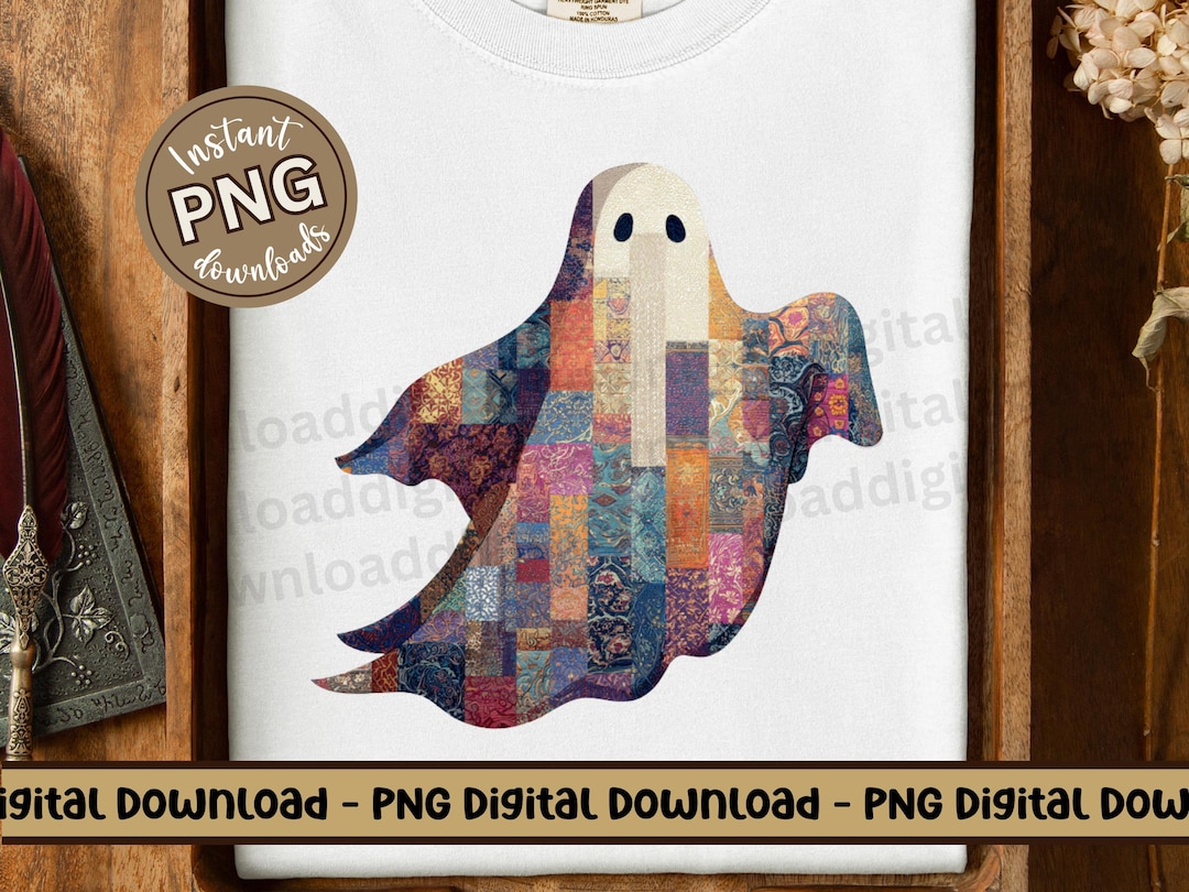 Patchwork Ghost Sublimation PNG File: Boho Quilt Style Halloween Ghost ...