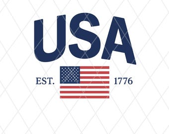 USA Est 1776 PNG Download, American Flag Patriotic Fourth of July Sublimation Graphics