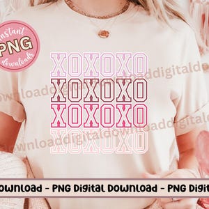 XOXO Varsity Letter Valentine PNG-Datei, Einfache College-Schrift Valentinstag Sublimation Png-Design, einzigartige Valentine Hugs und Küsse Grafik