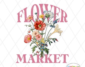 Vintage Flower Market PNG File: Dainty Wildflowers Sublimation Design