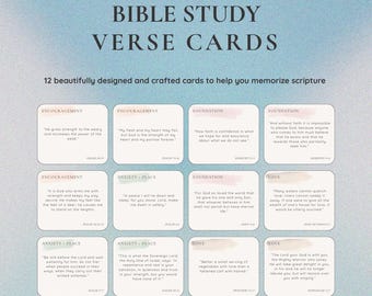 12 Cartões com Versículos Bíblicos, Escrituras para Imprimir, Encorajamento + Paz, Estudo Bíblico Feminino, Versículos para Memorizar