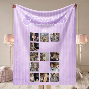 Birthday Custom Photo Age Name Velveteen Plush Blanket, Personalized Birthday Blanket, Birthday Gifts