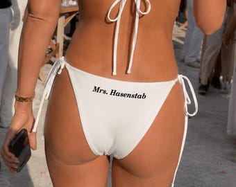 Custom Mrs. Last Name Bikini Bottom, Personalized Bride Swimsuit, Bridal Shower Gift, Honeymoon Bikini, Bachelorette Beachwear