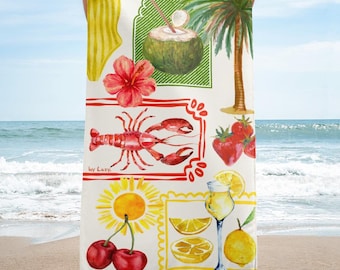 La Dolce Vita Summer Design Maximalist Style Beach Towel, Summer Beach Accessory, Poolside Essential, Gift for