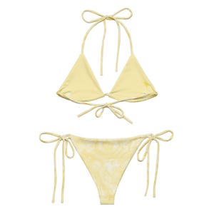 Butter Yellow Limewash Effected Design String Bikini Set