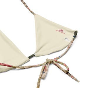 Patchwork Retro Floral String Bikini Set, Vintage Inspired Patchwork Bikini, Adjustable Tie Bikini Top and Bottom, Size Inclusive Swimwear