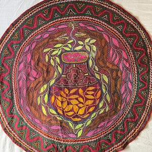 Jedyny w swoim rodzaju dywan Shipibo | Ekologiczna mata podłogowa | Gobelin rodowy | Sztuka Shipibo | Ręcznie haftowana mata