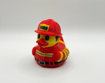 3D Printed Firefighter Duck | First Responder Fireman Duck | Firefighter Desk Decor Collectible