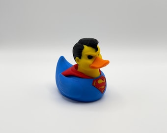 Super Duck – 3D Printed Hard Plastic Hero Duck Figurine – Mini 2.5" Red Cape Duck – Geeky Desk Toy Gift
