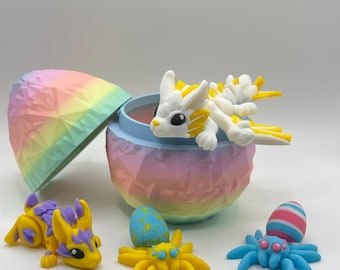 Easter Fidget Toy Gift Set – Articulated Bunny, Dragon, Spiders & Rainbow Egg