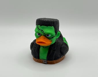 Franken-Duck: 3D Printed Green Monster Rubber Duck - Spooky Collectible