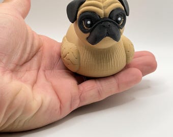 Pug Dog Duck Figurine | 3D Printed Pug Duck Collectible | Dog Lover Gift | Jeep Ducking Cruise Duck Car Dashboard Decor