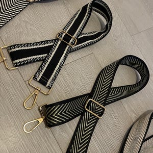Schwarz Creme Crossbody Taschengurt abnehmbarer Taschengurt Mode-Stil Armband Handtasche Ersatzgurt Taschenstoff Taschengurt Gold Hardware