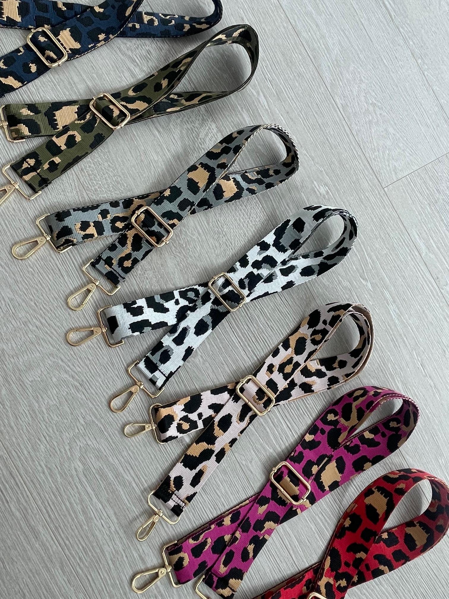 Leopard print crossbody bag strap cheetah animal print bag strap gold hardware camera strap handbag strap Black patterned leopard bag strap