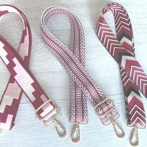 Adjustable Bag Strap Replacement - Woven Crossbody Strap with Gold Hardware