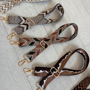 Geometric Aztec Bag Strap with Gold Hardware