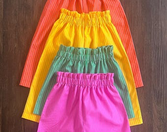 Matching or separate Wide-Leg Pants or Shorts for Toddlers and/or Adults | 100% Cotton, Comfy Elastic Waist, Roomy Fit