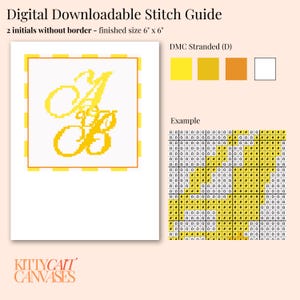 Needlepoint Stitch Guide - 2 initials A&B - Digital Download