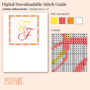 Needlepoint Stitch Guide - 2 initials E&F - Digital Download