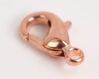 Bright Copper Plated Lobster Clasps 12mm - Jewelry Supplies 100pcs - Wholesale Bulk Lot