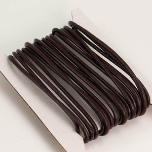 5 feet Dark Brown Leather Cord - 2mm Genuine Leather Round Cord (23) - USA Seller