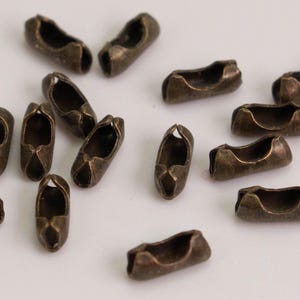 100 pcs of Antique Brass finished ball chain connector for 1.5mm ball chain - Insert Type - BALLCON15