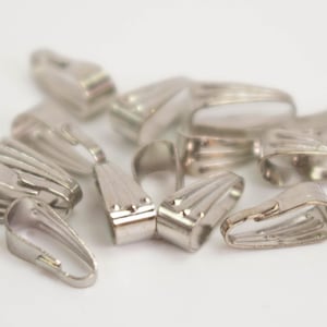 100 pcs of Rhodium plated Pendant Pinch Bail 9x3.5mm