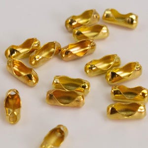 100pcs of Gold finished ball chain connector for 1.5mm chain - Insert type - BALLCON15