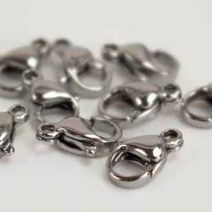 10 STAINLESS Steel Lobster Clasp Parrot Clasp Claw Clasp - 10x6mm Solid Stainless Steel Lobster Clasp - STLOB10