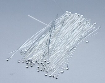 HooAMI 10PCS Silver Plated Ball Pins Brooches Findings 12.3x0.4cm HooAMI 10PCS Silver Plated Ball Pins Brooches Findings 12.3x0.4cm