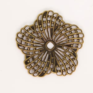 Antiqued Brass finished Hibiscus Flower filigree focal L:ink - 34mm 50 pcs - Bulk Pack
