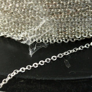 Sterling Silver Flat Round Cable Chain - 1.6x1.25mm Soldered Link 100 feet - Bulk Spool