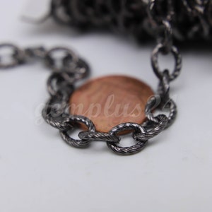 5 ft of Gunmetal plated oval texture cable chain - 8x7mm - unsoldered link - 8070TX