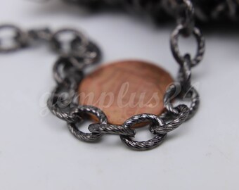 5 ft of Gunmetal plated oval texture cable chain - 8x7mm - unsoldered link - 8070TX