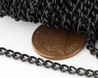 Chaîne gourmette finition noire - Maillon dessoudé 3,0 mm 0,8 mm - 30CURB 12 pieds