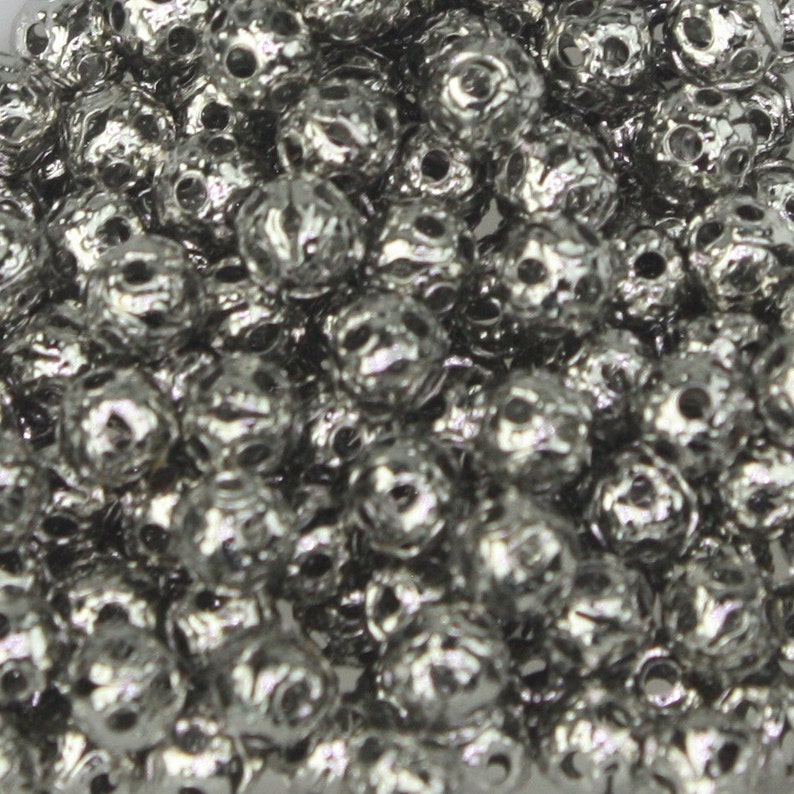Ship from California USA Wholesale Lot 500 pcs of Rhodium Plated Filigree Round Beads Spacer 4mm