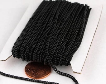 Chaîne gourmette solide à maillons soudés noirs - Maillon SOUDÉ de 2,1 mm - 2,1 V, 32 pieds - Bobine en vrac