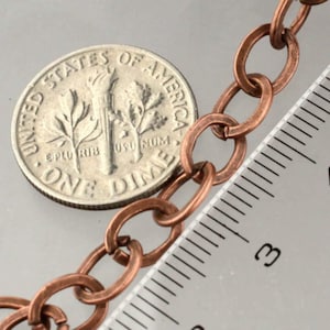 Antique Copper Plated Finish Flat Cable Chain: Bulk DIY Jewelry Making (7.8x6.0mm) 10 feet